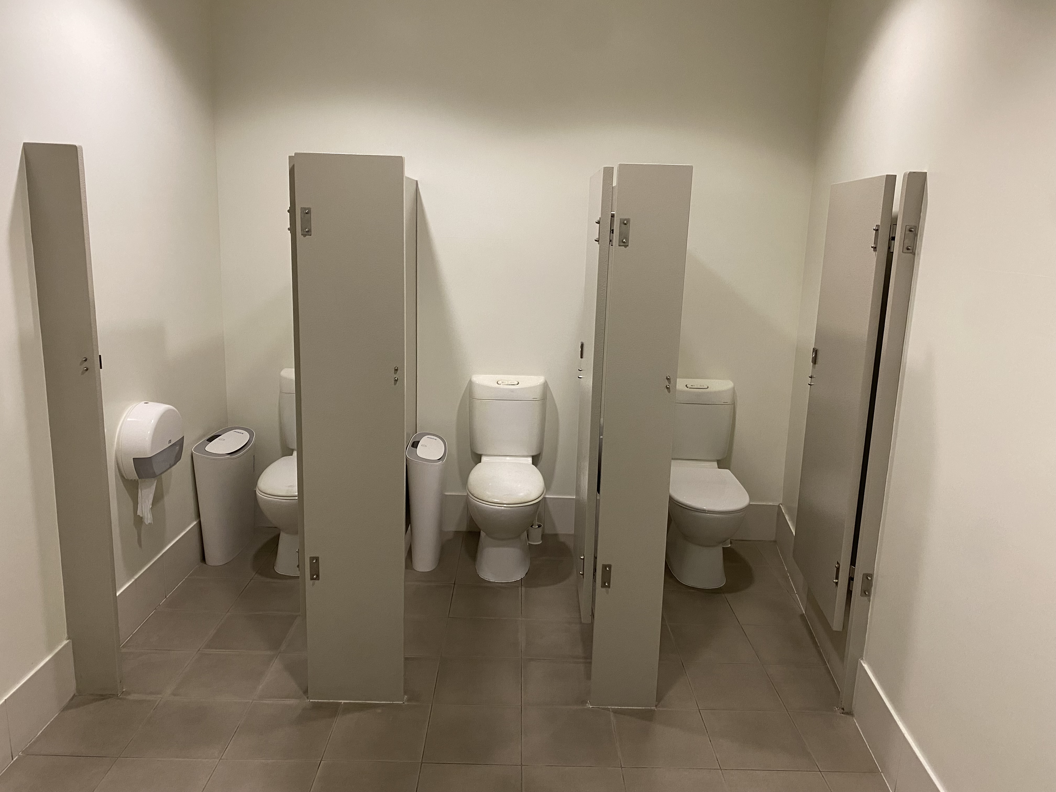 Cleaned public bathroom stalls